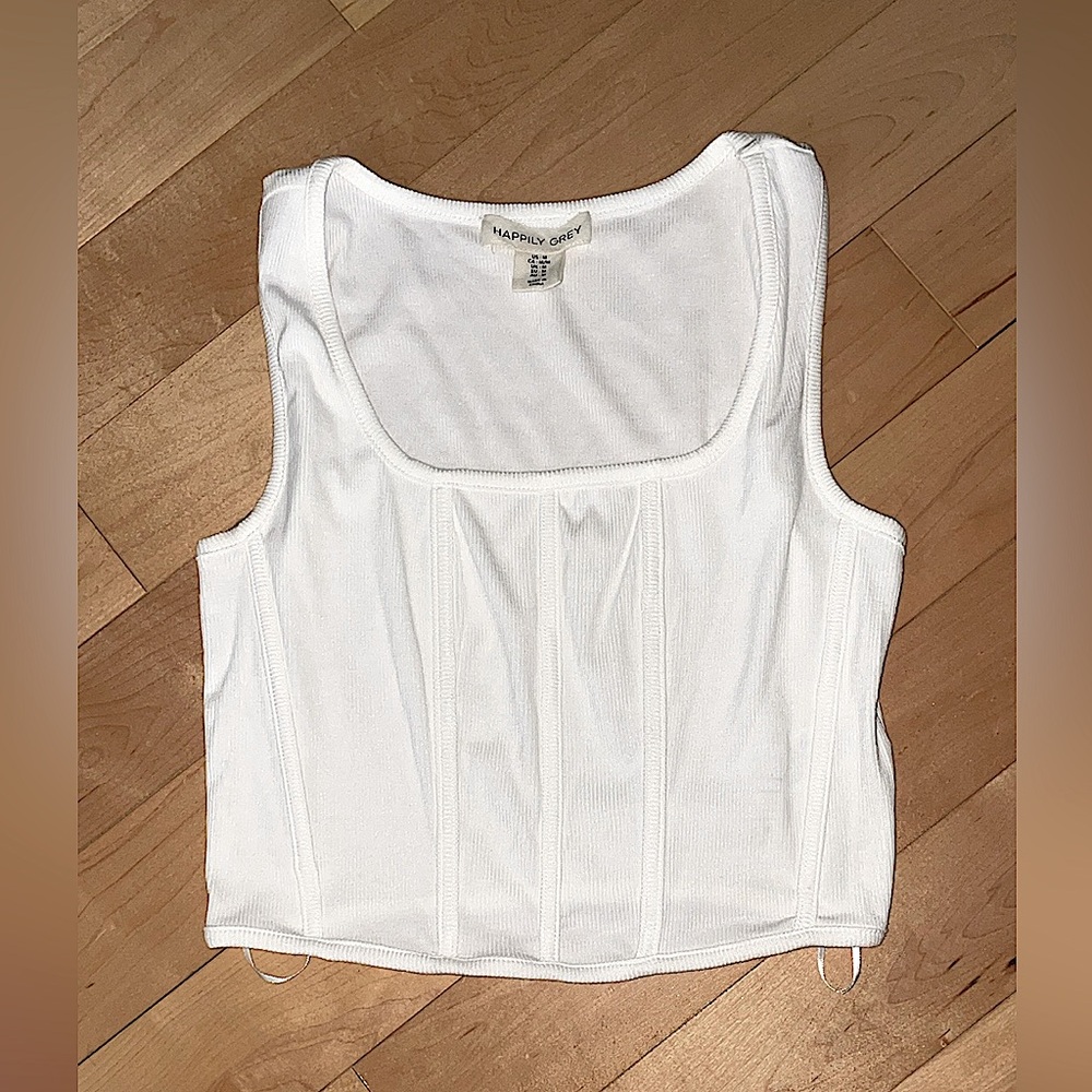 Happily Grey corset Women's White Tank Top medium